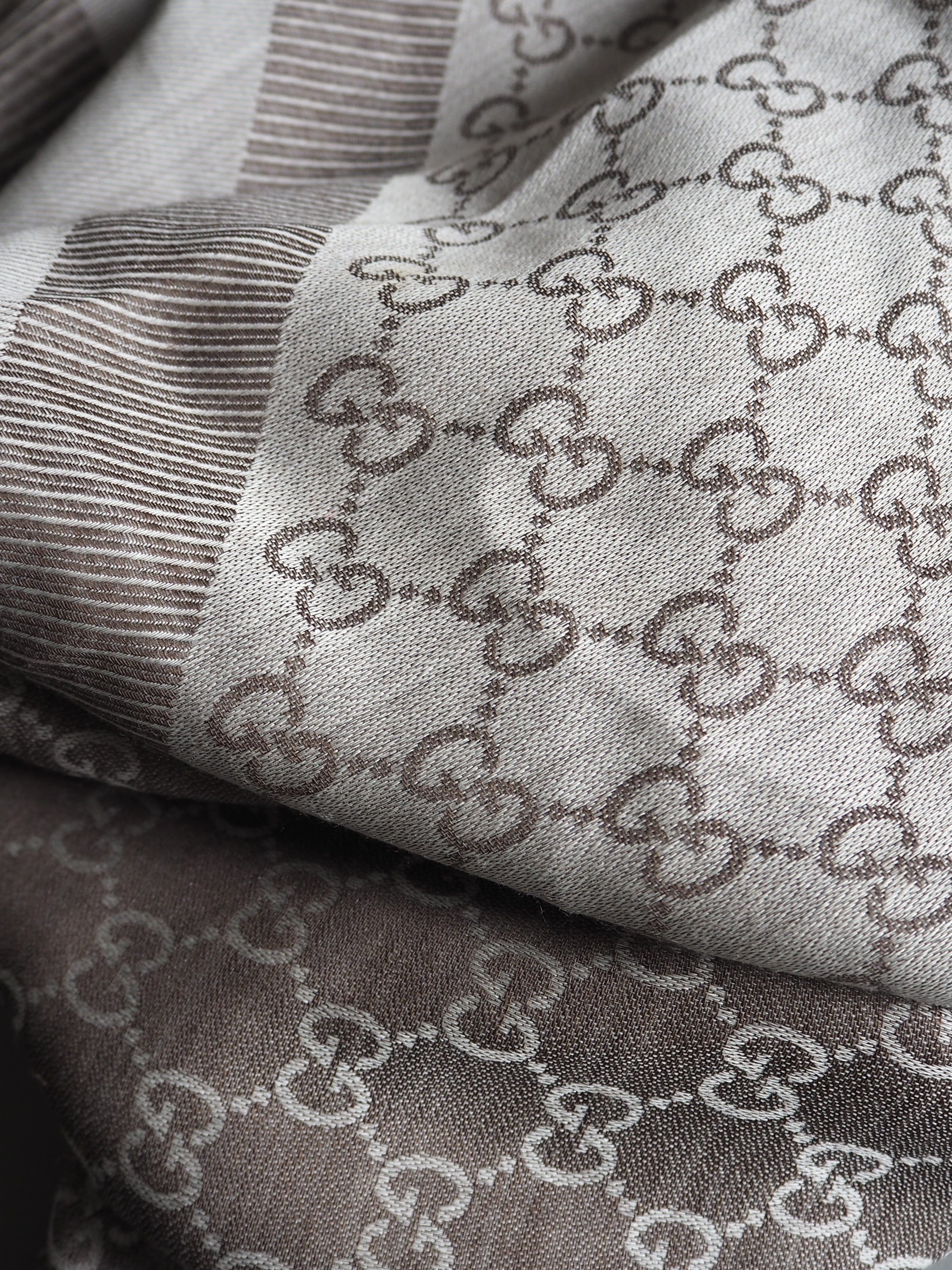 GUCCI GG JACQUARD SILK WOOL SCARF