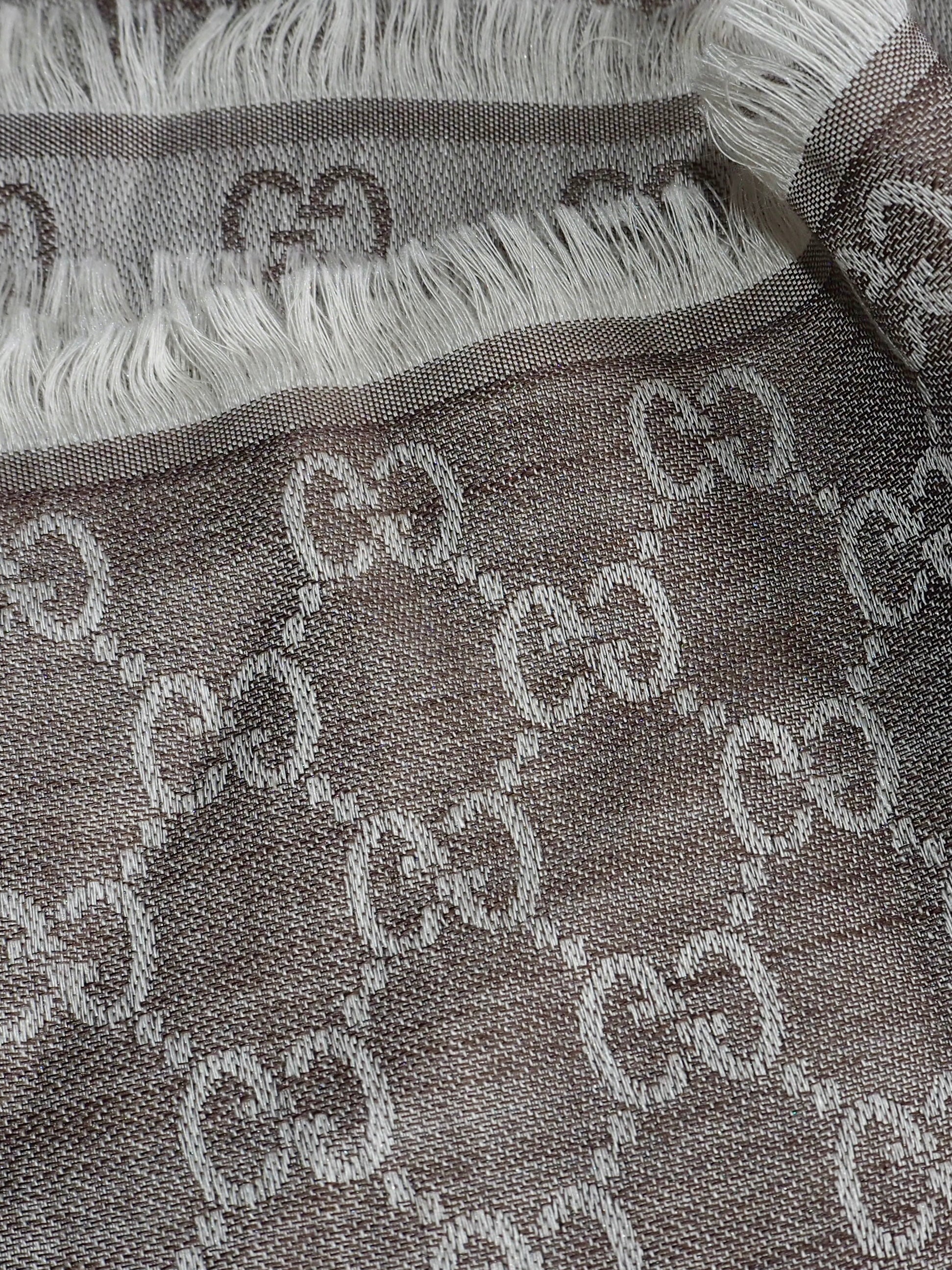GUCCI GG JACQUARD SILK WOOL SCARF