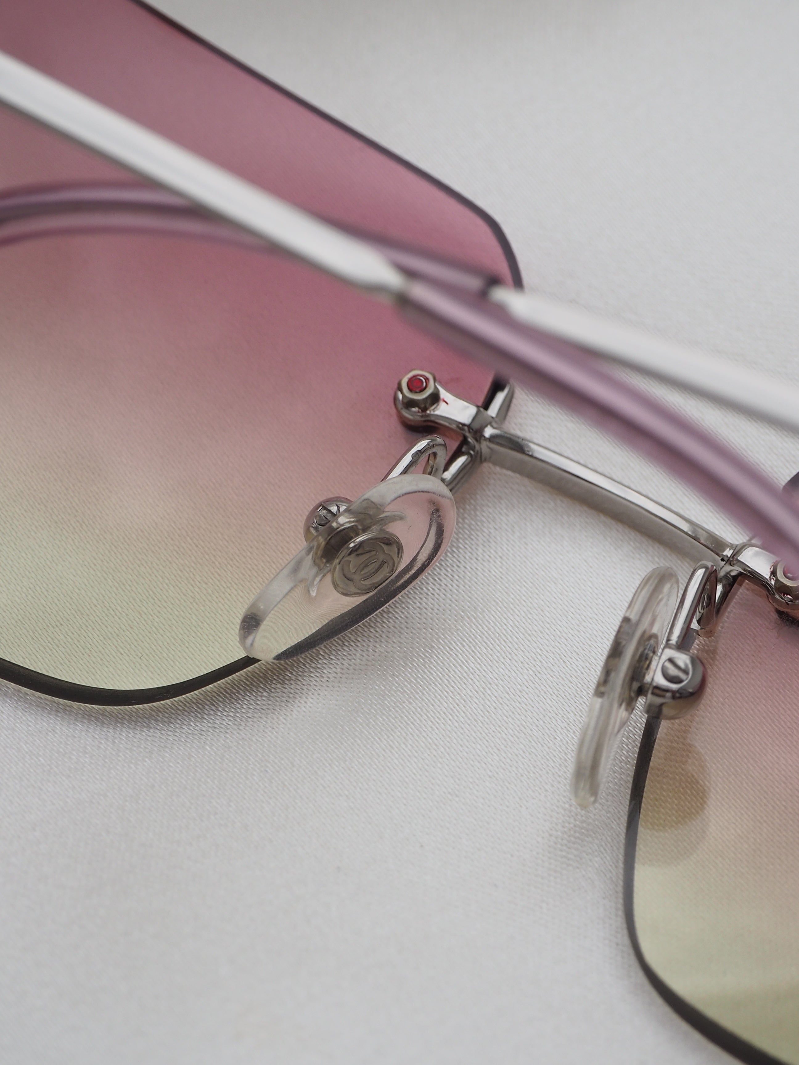 CHANEL 4017-D CRYSTAL CC LOGO RIMLESS SUNGLASSES PINK