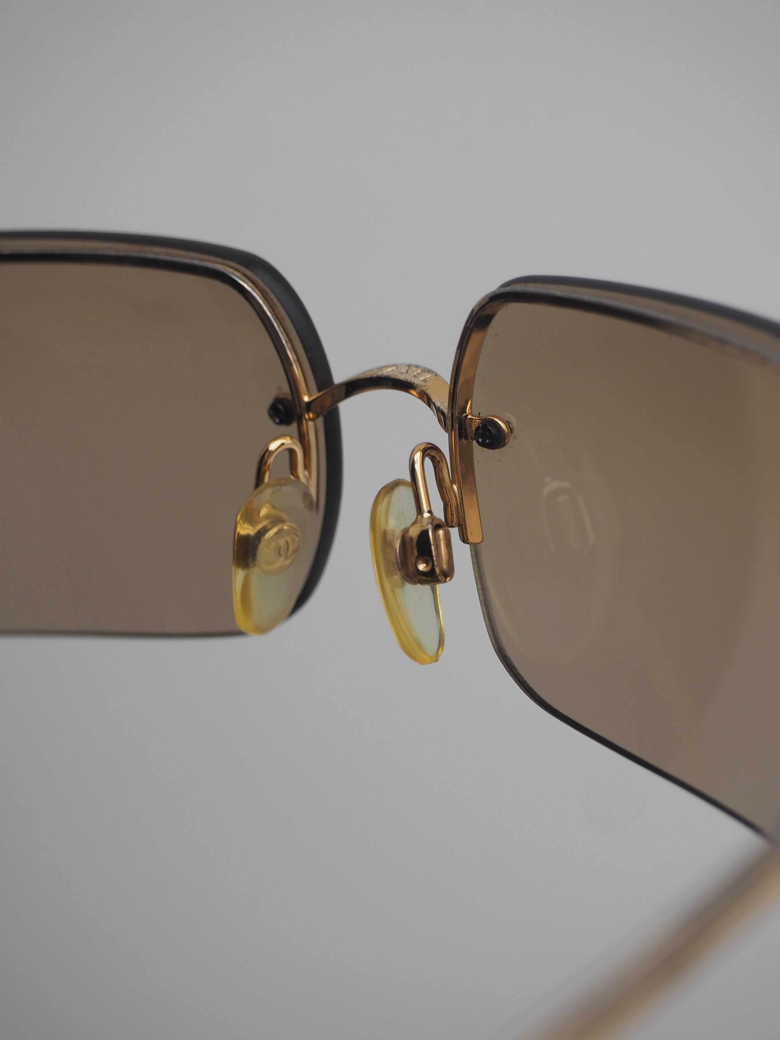CHANEL 4104-B CRYSTAL CC LOGO RIMLESS SUNGLASSES BROWN