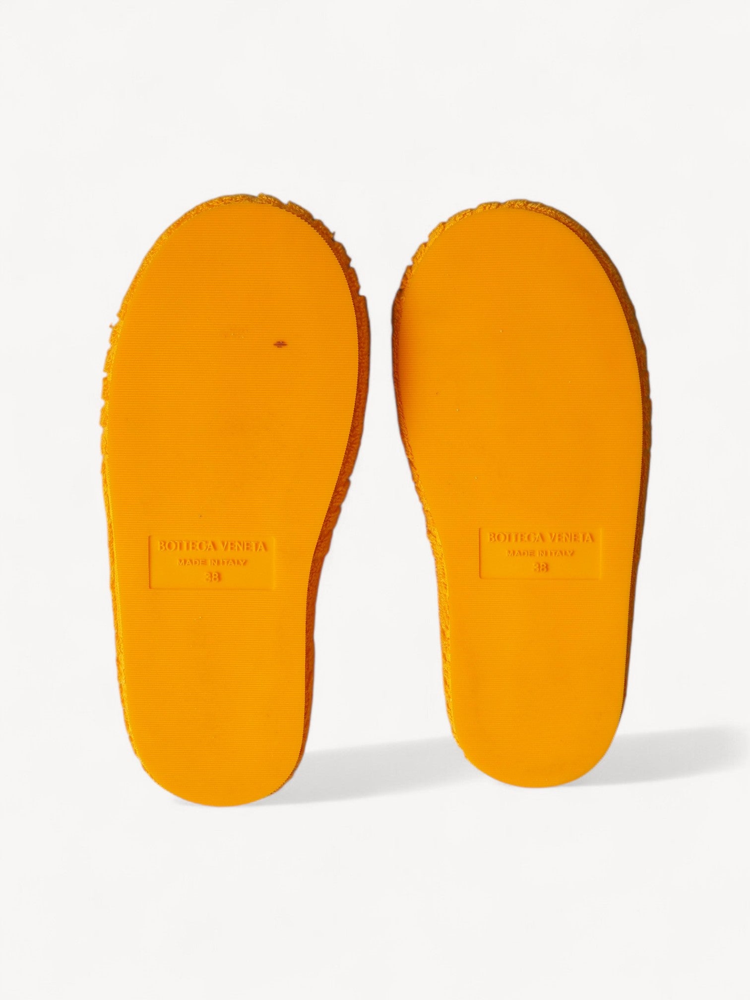 BOTTEGA VENETA RESORT SPONGE SLIDES TANGERINE