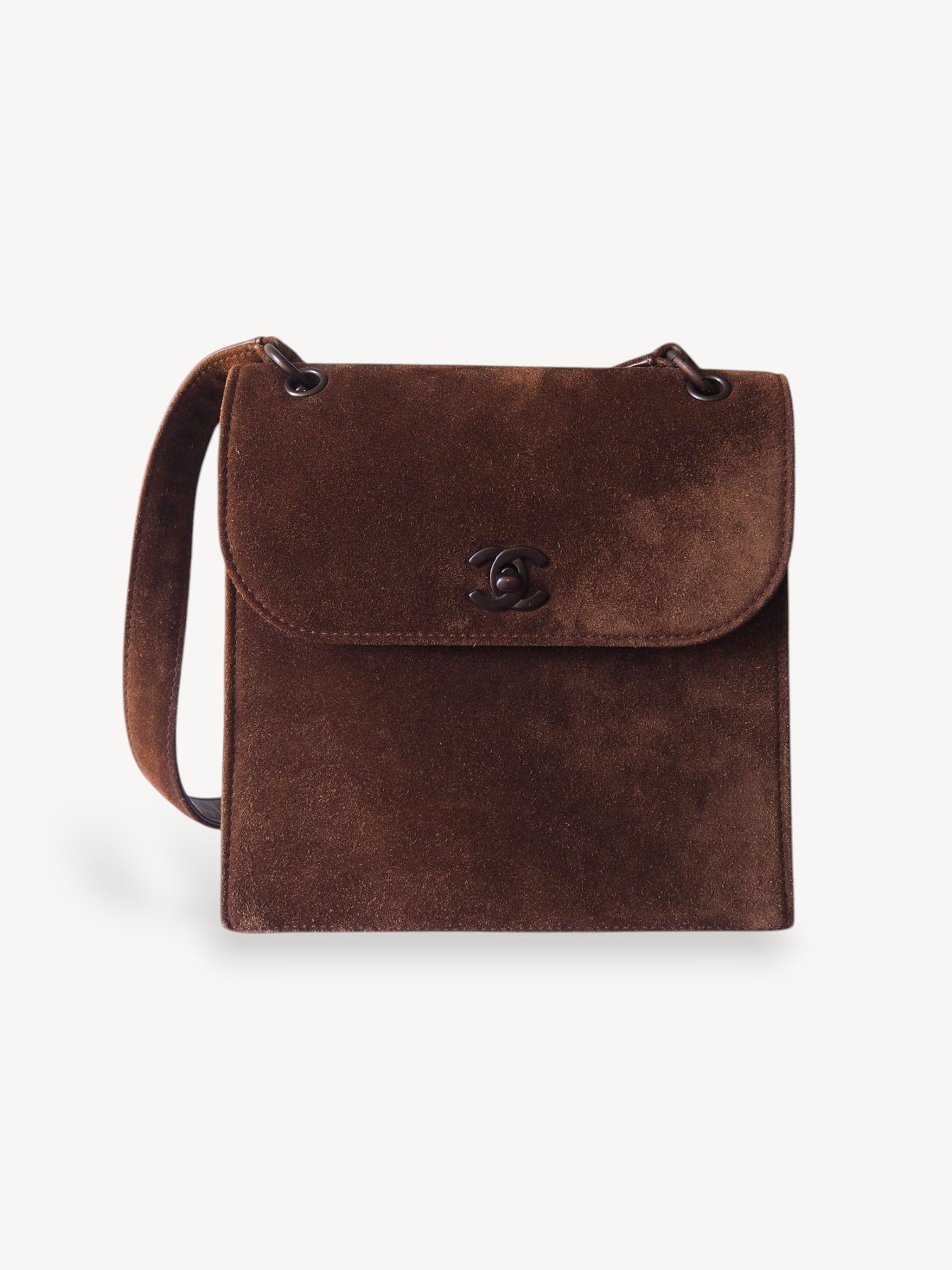 CHANEL SUEDE SHOULDER BAG BROWN