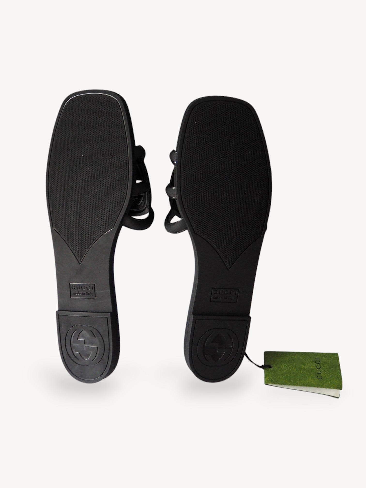 GUCCI INTERLOCKING G SLIDE SANDALS BLACK