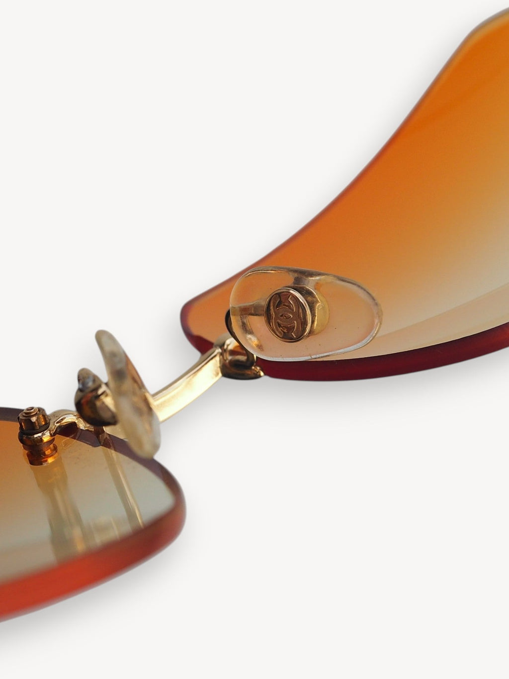 CHANEL 4017-D CRYSTAL CC LOGO RIMLESS SUNGLASSES ORANGE