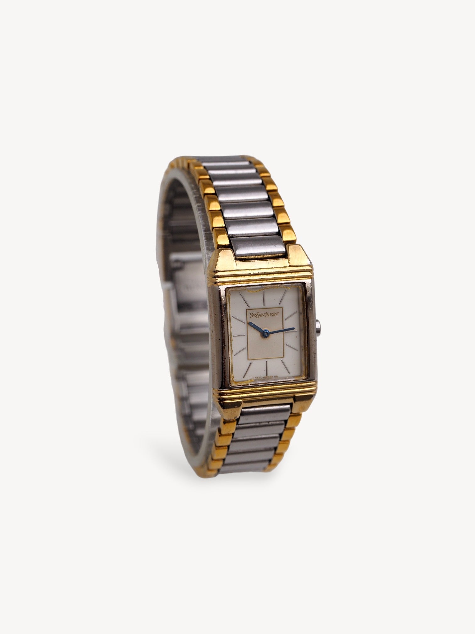 YVES SAINT LAURENT TWO-TONE SQUARE WATCH
