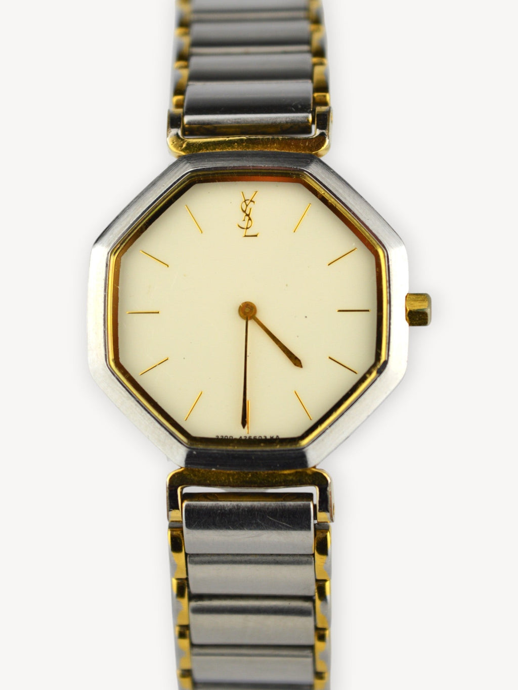 YVES SAINT LAURENT TWO-TONE OCTAGONAL WATCH