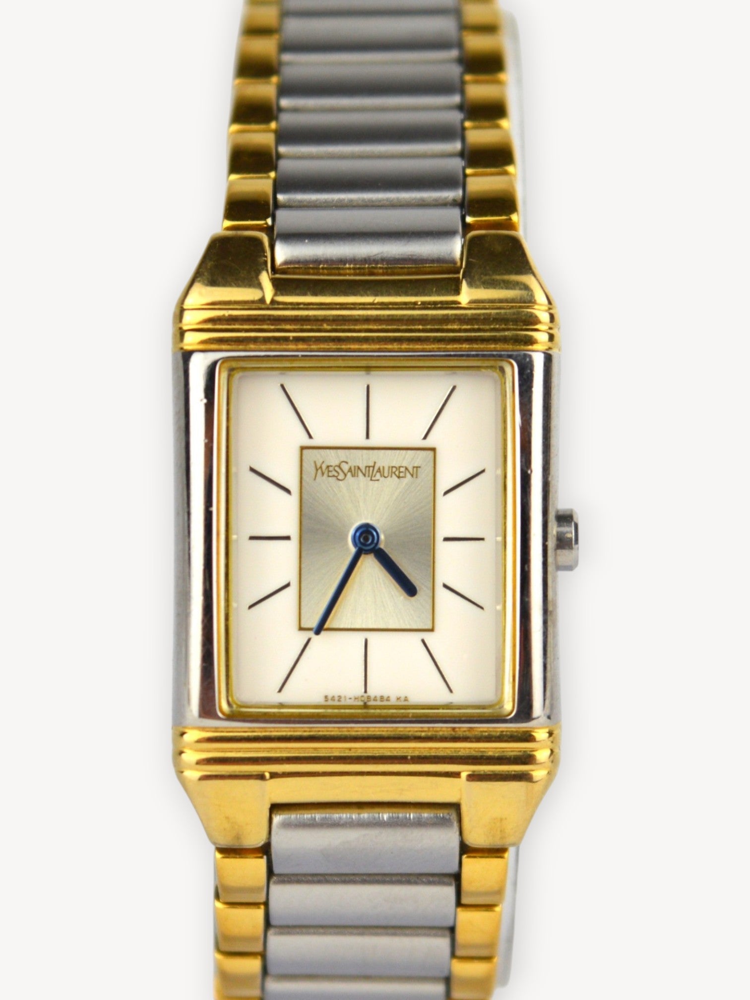 YVES SAINT LAURENT TWO-TONE SQUARE WATCH